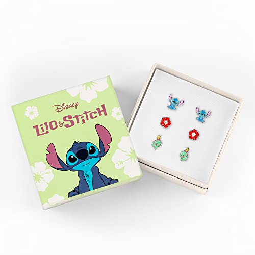 Disney Lilo & Stitch SF00468SL - Set Di Orecchini Trio Blu, Rosso E Verde, Misura Unica, Ottone, Nessuna Pietra Preziosa - 5