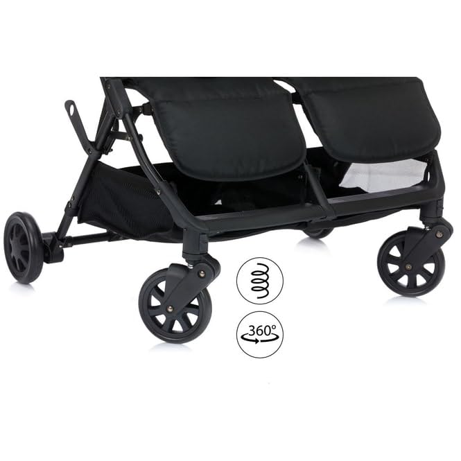 Fillikid Passeggino gemellare e fratelli gemelli – solo 10,2 kg e 78 cm di spessore, con posizione sdraiata, sedili regolabili indipendentemente, cintura a 5 punti e sospensioni – portata fino a 30 kg