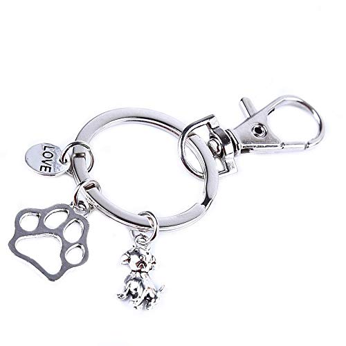 Preisvergleich Produktbild Vektenxi Niedlichen Hund Pfotenabdruck Schlüsselbund Handtaschen Geldbörse Anhänger Schlüsselanhänger Kette Geschenk kreativ und nützlich