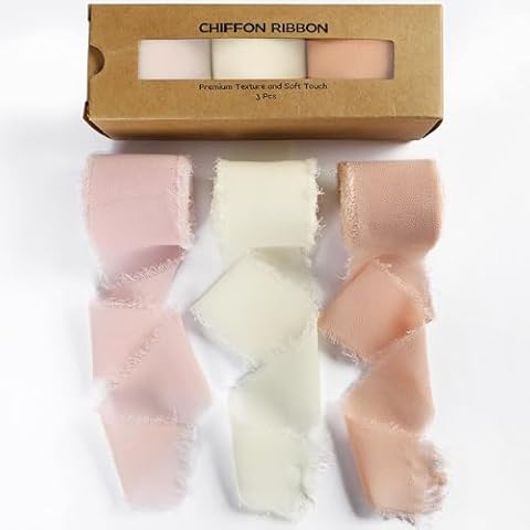 Cekene 3 Rolls Chiffon Silk Ribbon Set Cover