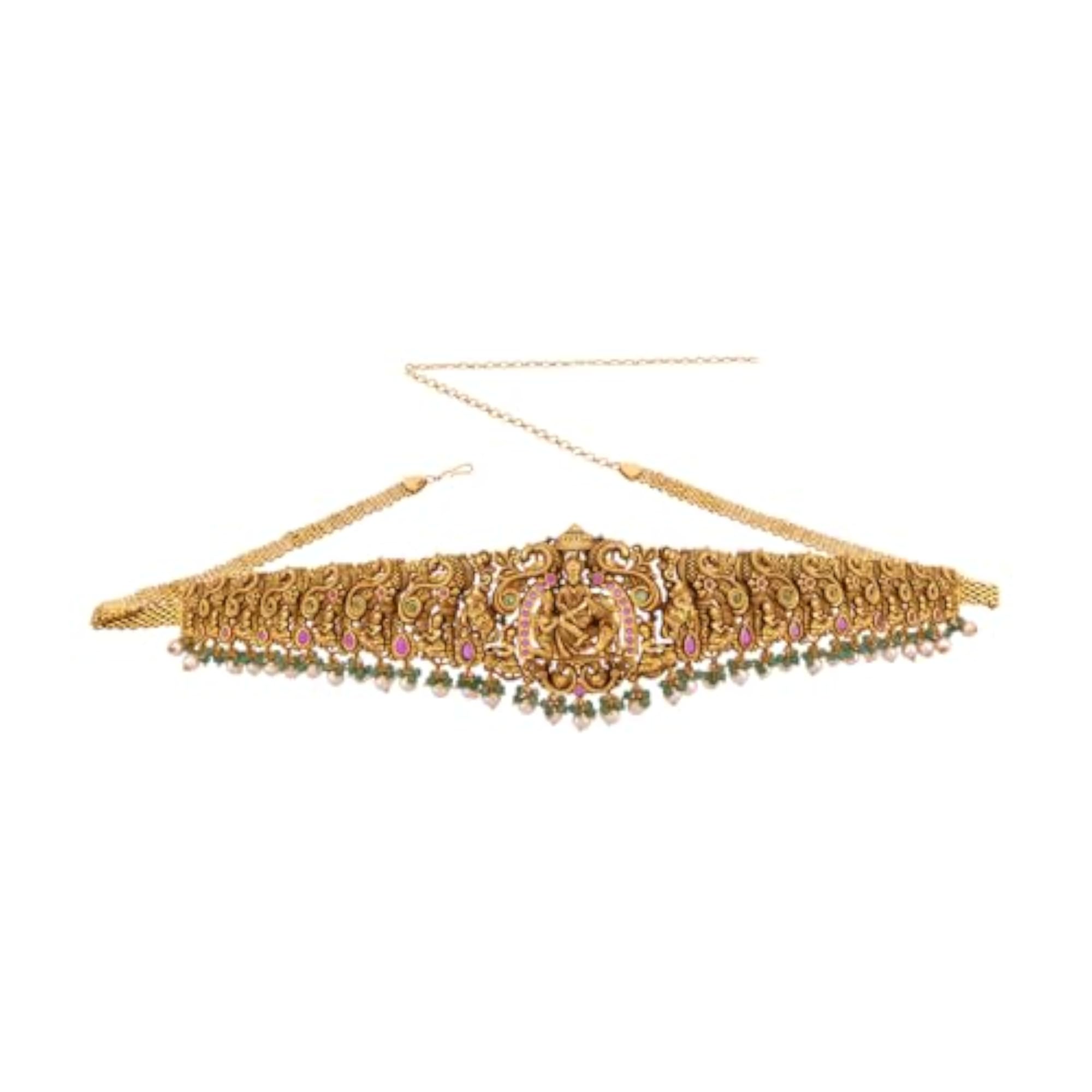 Women's Ruby-Green Gold Polished Antique Belt