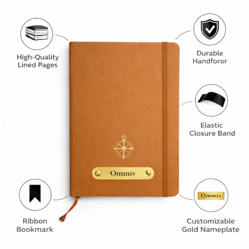 Image of Personalized A5 Leather Diary with Premium Pen | Custom Name Engraved Notebook Gift Set | 180 Pages Journal for Office, Students & Gifting | Elegant Business & Corporate Gift (Tan Brown)