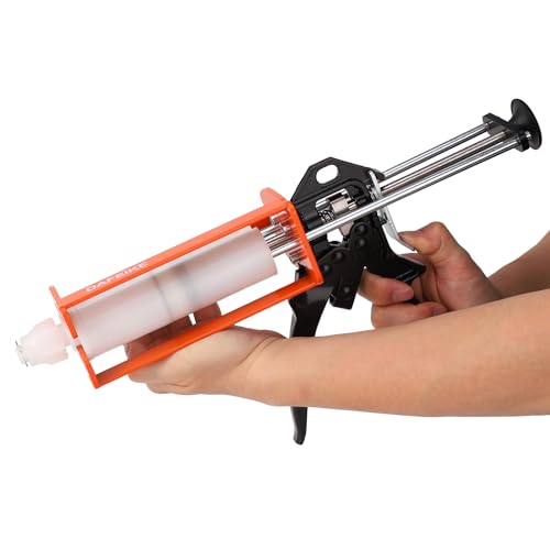 DAFEIKE Epoxy Gun Dual Component Caulking Gun Manual Double Cartridge Caulk Gun Panel Bond Adhesive Applicator for 200 ml/6.75 fl oz Mix Ratio 1:1 and 2:1 e.g. 08115 08116, Orange by DAFEIKE - Image 6