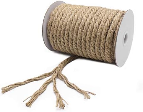 Vivifying 50 Feet 10mm Jute Rope, Natural Heavy Duty Twine for Crafts, Cat Scratch Post, Bundling (Brown)