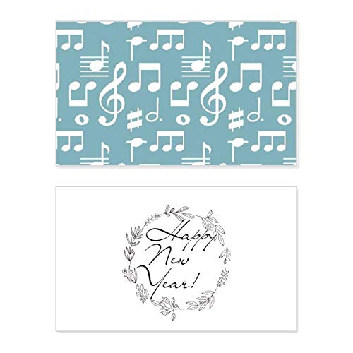 Tarjeta de felicitación de Año Nuevo original con notas musicales y mensaje en inglés