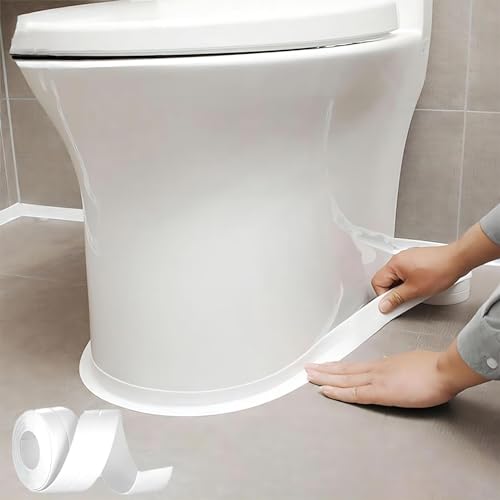 Caulk Tape Self Adhesive 1 Rolls Waterproof Caulk Strip Toilet Sealer Around Toilet Base Traditional Caulking Replacement Caulking Tape for Bathroom Bathtub Floor Wall Edge Protector (1)