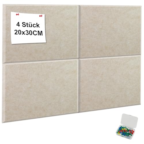 YFLeomry 60 x 40 cm Dunkel Kamel Filz Pinnwand Selbstklebend, 4 Stück 30 x 20 cm Pinnwand Filz, Dekorative Pinnwände, Sichere Abnehmbare Pinwand für Faltbare Fototafel Memo Boards Wanddekoration