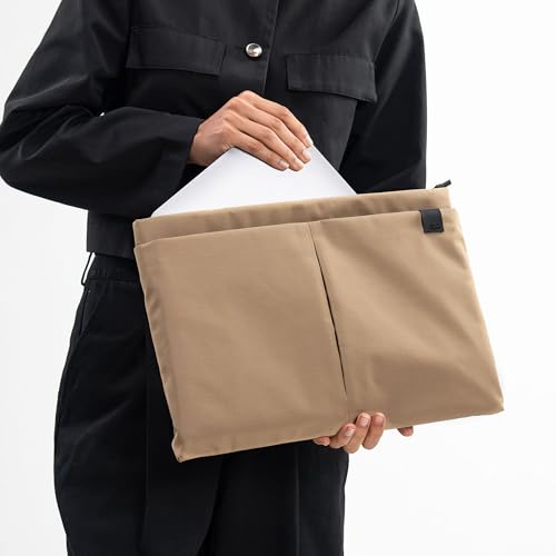 Image of DailyObjects Pivot Laptop Sleeve - Medium for Women and Men I Fits any Laptop Upto 14 Inches I Lightweight wih Laptop Compartment - Sand