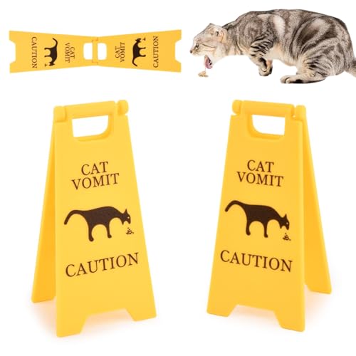 Kakalote Funny Cat/Dog Vomit Signs Novelty Pet Vomit Edition Caution Signs (Cat Sign/2pcs)
