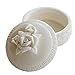 Petite boîte à bijoux rétro en céramique blanche décorative en forme de rose pour le bureau, le maquillage, les bonbons, les collections, les petits plateaux à bijoux (petite rose)