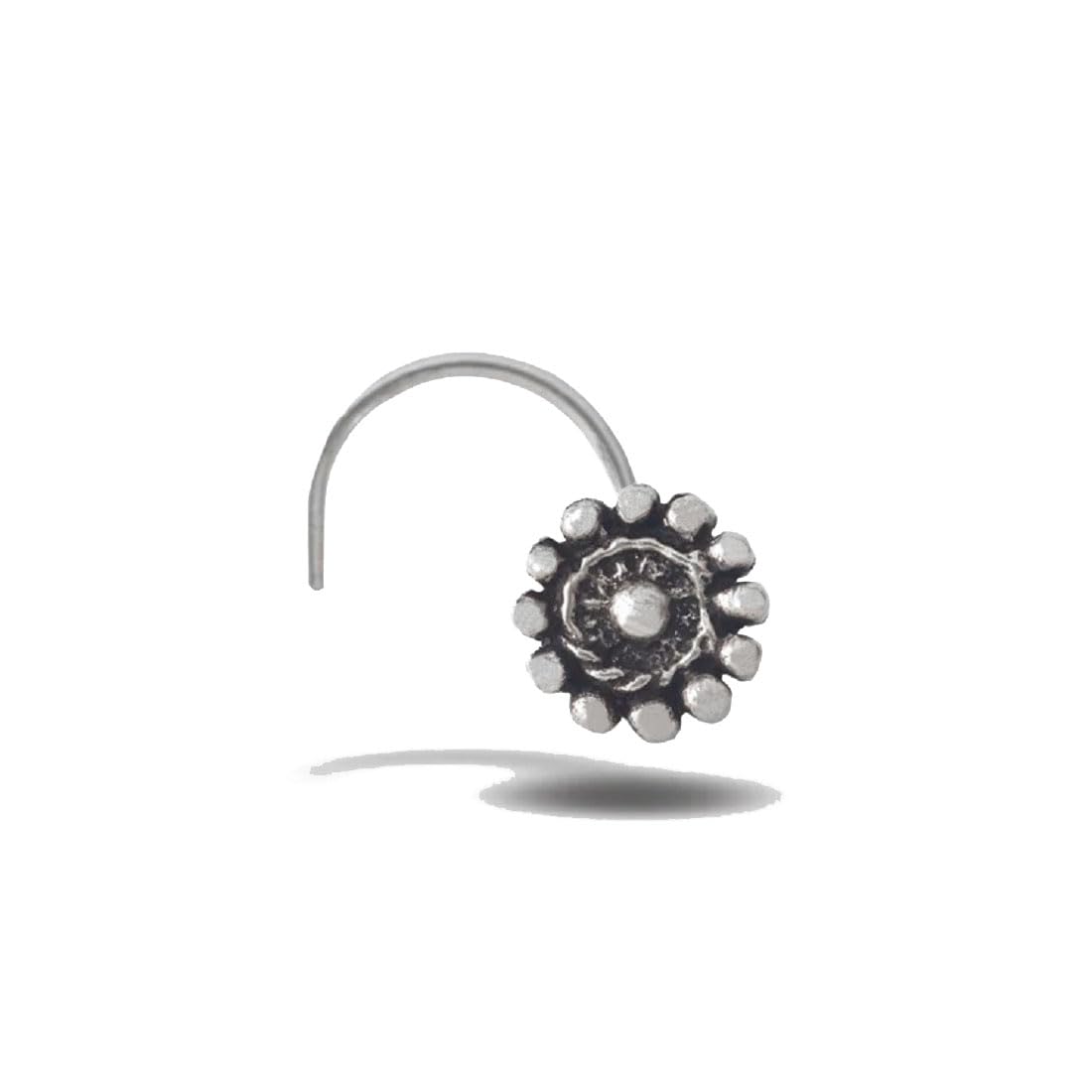 LBV 925 Sterling Silver Nose Pin For Women With Curved Wire | Trendy Antique Oxidised Nose Pin - DC-280-image-46