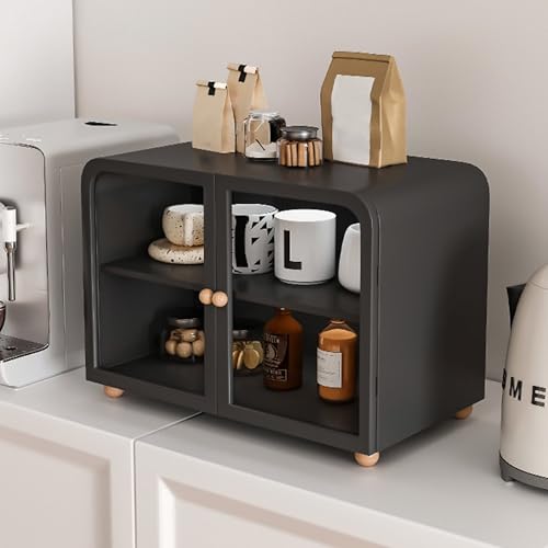XCLOOZGL Mueble Pequeño De Cocina, Aparador De Cocina con Puertas, Armario De Mostrador para Platos, Cuencos, Pan, Rincón De Café Doméstico, Porta Tazas De Madera Maciza, Pequeña Vitrina,Blanca