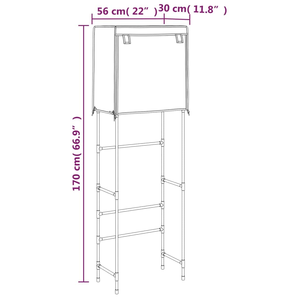 Generico Home & Garden Badezimmer-Zubehör, Handtuchhalter und -Halter, 2-stöckiges Aufbewahrungsregal Über Toilette, Schwarz, 56 x 30 x 170 cm, Eisen