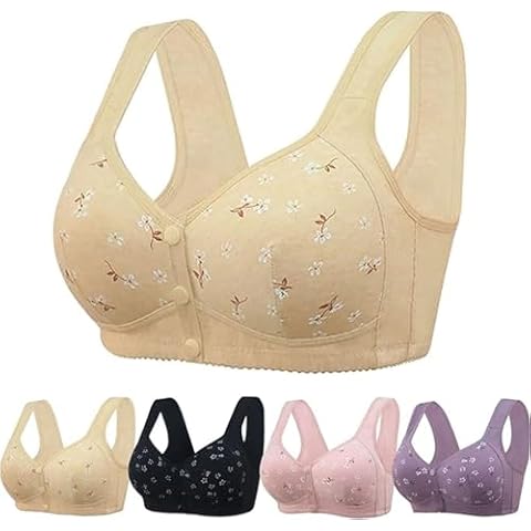 Kicikol Juliecharm Bra,Comfortable & Convenient Front Button Bra, Women Push up Wireless Full Coverage Bras-Apricot||38 Cover