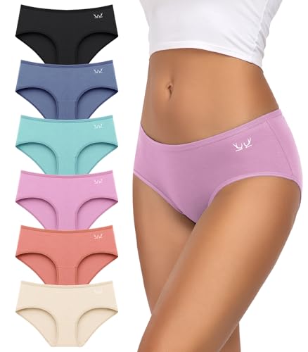 TANSTC Baumwoll Hipster Slips Damen – 6er-Pack, Niedrige Taille, Atmungsaktive Sportunterwäsche - Unterwäsche Frauen Baumwolle L