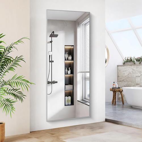 Image of COFENY 36x72inch Bathroom Mirror, Silver Rectangle Mirror with Thin Metal Frame, Large Rectangular Wall Mirrors for Bathroom, Living Roomm, Hair Salon, Big Farmehouse Mirror Hang Horizontal /Vertical
