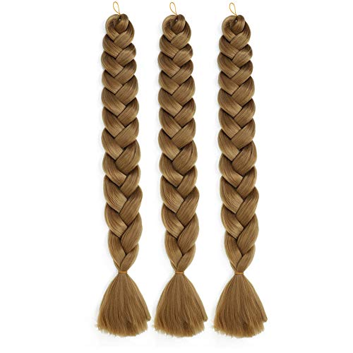 FASHION LADY 82 Inch Super Long Jumbo Braids Hair Extensions High Temperature Synthetic Hair for Women African Box Braiding Hair for Senegal Twist 165g/pack Dark Blonde