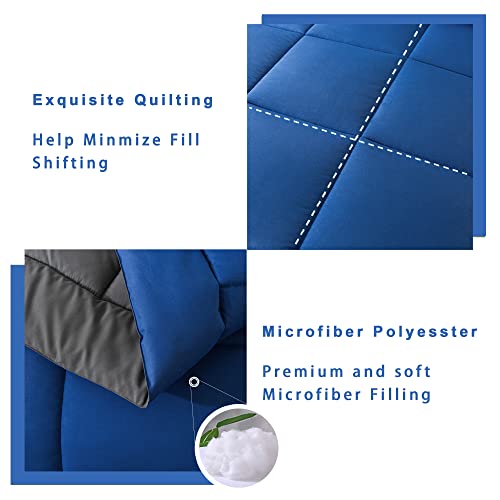 DOWNCOOL Twin Comforter Set -All Season Bedding Comforters Sets with 1 Pillow Case -2 Pieces Bed Set Down Alternative Comforter Set -Blue/Grey Twin Bedding Sets(64"x88") by DOWNCOOL - Used condition - Image 4