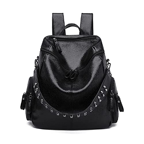 Sacs à dos tendance pour femme 2022 Rivet Boston Sacs à dos pour femme, Noir , Large Cover