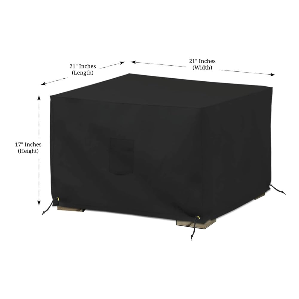 Covers & All Square Ottoman Cover, Heavy Duty 18 Oz Waterproof UV & Weather Resistant Patio Garden Furniture Stool Protector Indoor Outdoor with Air Vents & Drawstrings (21