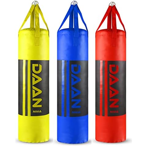 DAAN MMA Punching Bags for Boxing MMA Training Muay Thai MMA Kickboxing Martial Arts Vinyl Soft Boxing Banana Bag for Professional Training Unfilled (Blue) Cover