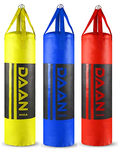 DAAN MMA Bolsas de boxeo para boxeo MMA Training Muay Thai MMA Kickboxing artes marciales vinilo suave Boxeo Banana Bag para entrenamiento profesional sin relleno (azul) Cover