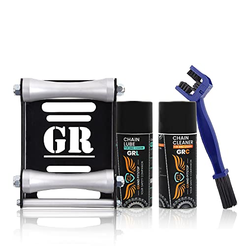Grand Pitstop GRC Chain Clean and GRL Chain Lube (160 ml) with Blue Brush and Groller-Large