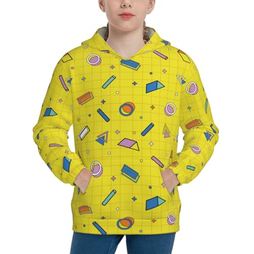 Geometric Objects Pattern Kids Pullover Hoodies Boys Sweatshirts Girls Athletic Clothes with Pocket