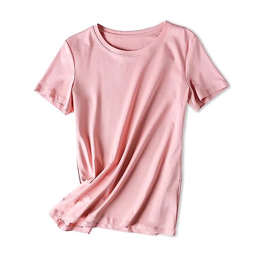 T-shirt en coton col rond pour femme | Top d'été ajusté jaune
