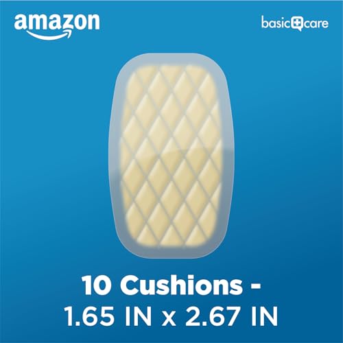 Image of Amazon Basic Care Extreme Hydrocolloid Gel Blister Cushion Bandages, Self-Adhesive, Reduces Rubbing & Friction, Long-Lasting Multi-Day Use, 1.65 in x 2.67 in, 10 ct (Pack of 2)
