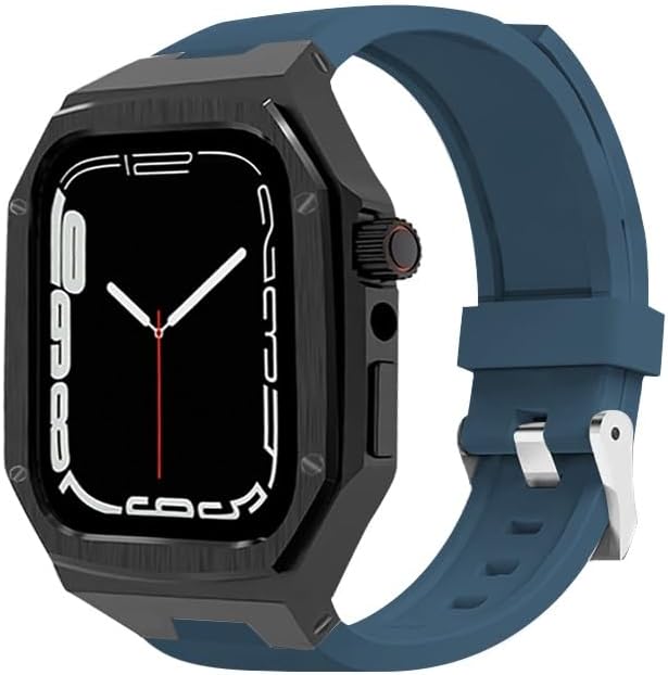 Rubber Watch Band Metal Alloy Stainless Steel Case，For Apple Watch S10 46mm 42mm Series Watch Modification Kit Silicone Strap Watch Case Accessories