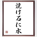 名言「焼け石に水」手書き書道色紙額/受注後の毛筆直筆(千言堂)