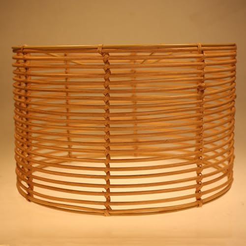 Rattan Drum lamp shades rattan Chandelier Shades Woven Boho Rattan Lampshade Chandelier Shades Pendant light Covers E26 E27 Replacement Table Lamp Floor Lamps Lampshades(Dark Brown) by Osasy - Used condition - US$18.20