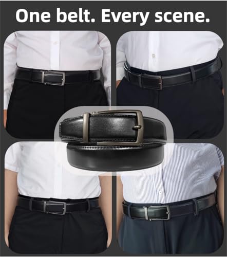 Men’s Leather Ratchet Belt Holeless Adjustable Slide Buckle Dress Casual Belt for Office & Travel2
