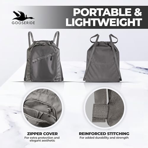 Image of Sports Drawstring Backpack, Waterproof Gym Cinch Bag - Gray