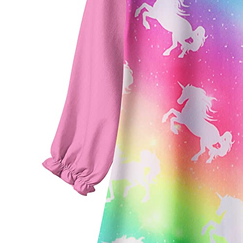 Lqsz Unicorn Girl Nightgown Casual Dress Sleepwear Pajamas Flutter Long Sleeves Nightgown For Little Girls 3 4T #TOP5