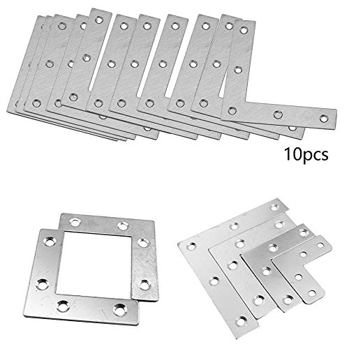 XFentech 5-12 Pieces Stainless Steel Flat Corner Brace, L Shape Repair Joining Mending Flat Plate Bracket with Screws - Image 3