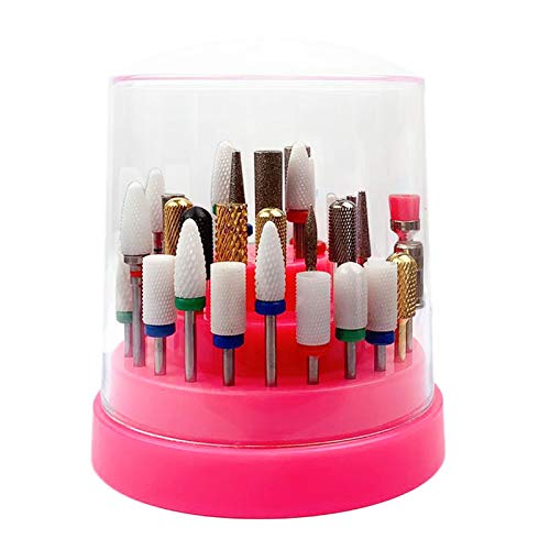 FA FIGHTART Large Dust Proof Nail Drill Bit Holder Big Acrylic Nail Drill Bit Holder Organizer Container 48 Holes Manicure Tools Acrylic Cover Case (Not Included Drill Bits)