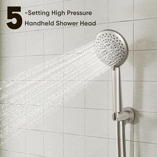 Image of Gabrylly Bathtub Shower System, Shower Faucet Set with Tub Spout, High Pressure 10 inch Rain Shower head with Handheld Spray, Shower Fixtures with Pressure Balance Shower Valve, Brushed Nickel