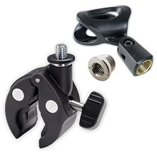 Universal use / strong and secure clamping Ideal for microphoning device holders and studio equipment Thread connection: 3/8 inch / compact, ideal for transport and storage Rubberised clamping jaws to protect surfaces With Keepdrum microphone clamp a...