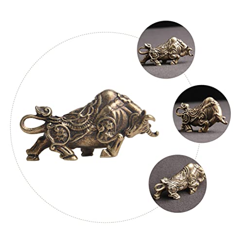 Décoration de bureau rétro avec statuette taureau laiton