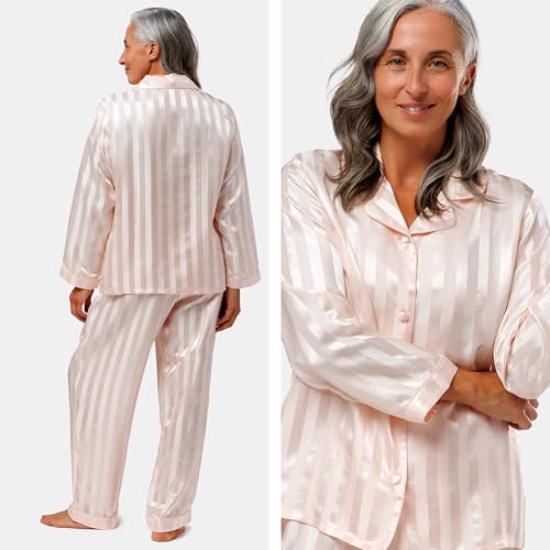 Image of Fishers Finery Women's 100% Mulberry Silk Long Pajama Set with Gift Box