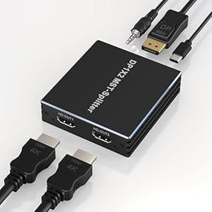 DisplayPort auf Dual HDMI Adapter Display port Splitter auf Zwei Monitore - 4K@60Hz Displayport auf Dual HDMI Monitore Extend Display MST 1 in 2 Out Hub für Laptop PC Grafikkarte TV Projektor