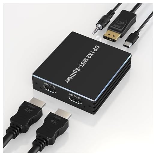 Arleedyn DisplayPort to Dual HDMI Adapter DP to HDMI Splitter for Dual Monitors - 4K@60Hz Displayport to HDMI Splitter Extended Display MST 1 in 2 Out Hub for PC, Graphic Card and More