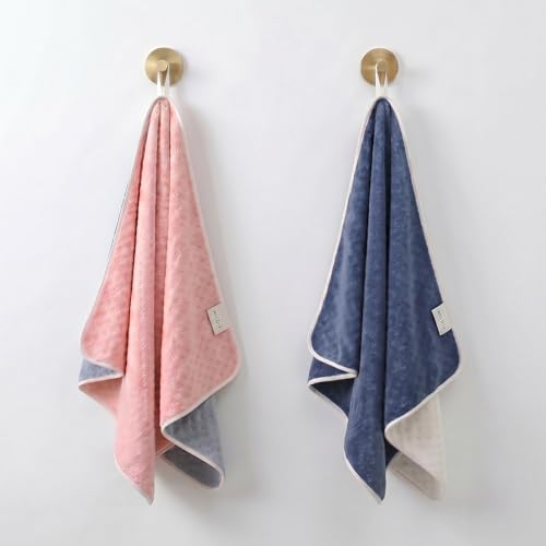 Image of Microfiber Hand Towels Set of 2, 400 GSM Quick Dry Absorbent Face Towels with Hanging Loop, Soft Towels for Bathroom, Kitchen, Gym, Home & Travel Use, 40 x 60 cm, Multicolor