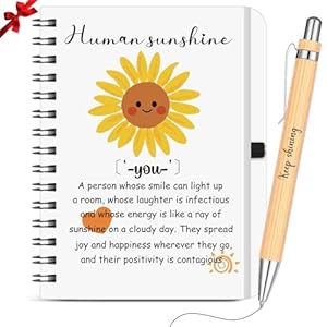 Sinmoe 2 Pcs Thank You Gifts for Women, Christmas White Elephant Gifts, Human Sunshine Gift Set, Coil Notebook Neutral Pen, Graduation Thanksgiving Appreciation for Colleagues Employees Teacher Mom