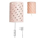 Plug In Wall Sconce Stars and Moons Kids Wall Lamp, Nursery Baby Room Wall Light with 6FT Plug in Co