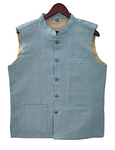 Image of LATEST CHIKAN Men's Traditional Cotton Solid Nehru Jacket /Waistcoat