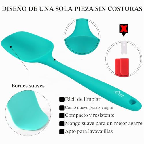 Miniatura 6 de Hotec Espátulas Silicona Cocina De Grado Alimenticio Utensilios De Cocina, Set De 5 Espátulas Y Cucharas,Para Mezclar, Hornear Y Cocina, No Tóxico, Antiadherente, Sin Bpa Resistente Al Calor 315