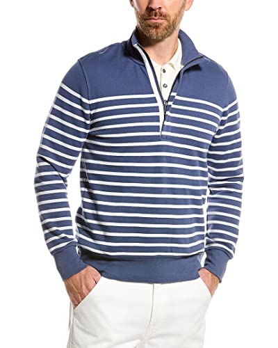Brooks Brothers Men's Mariner Long Sleeve Stripe Half-Zip, Blue/White, XX-Large